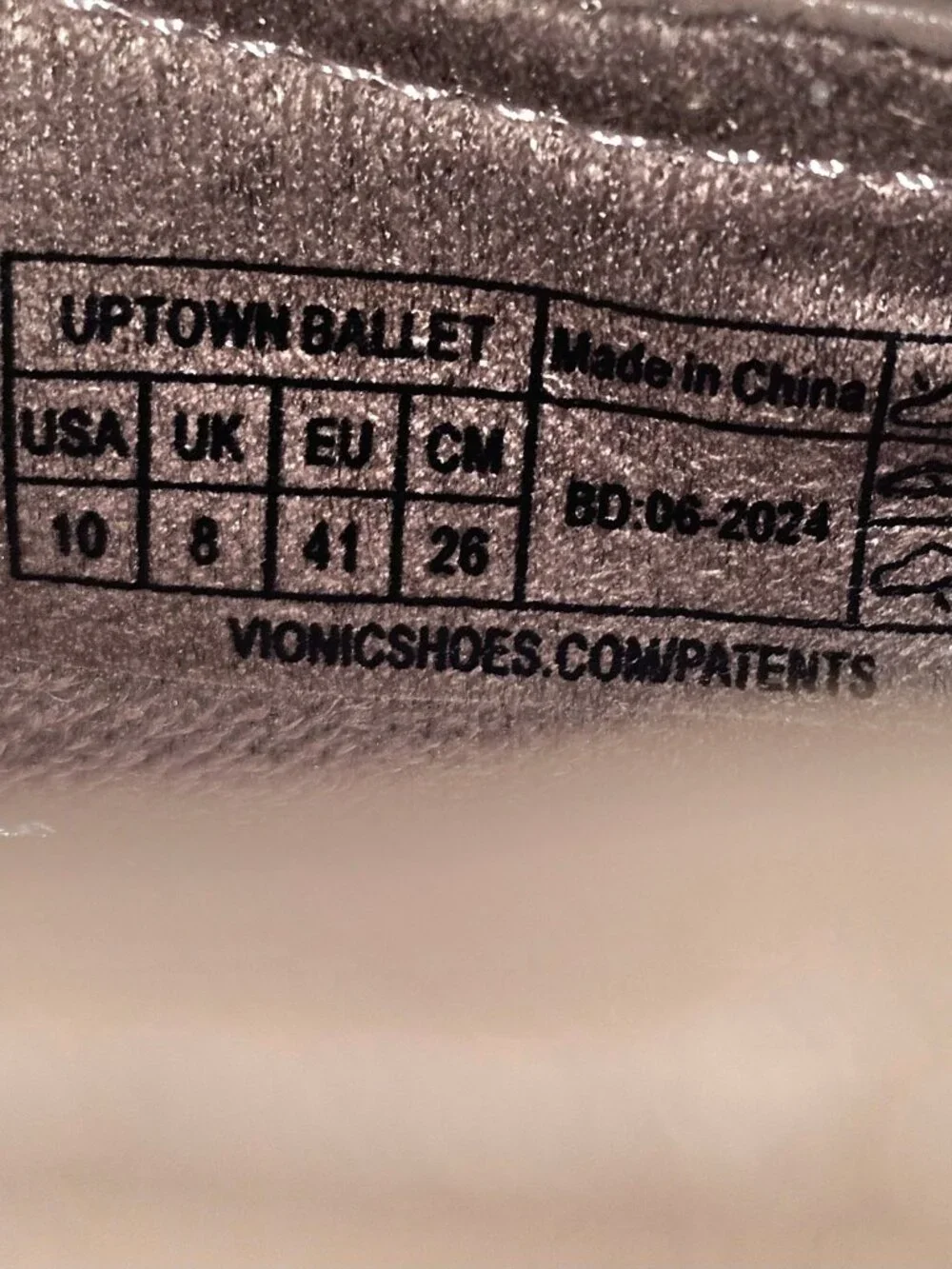 Vionic Uptown Ballet Flats Womens 10 Magnolia Dusk Leather Comfort Slip On